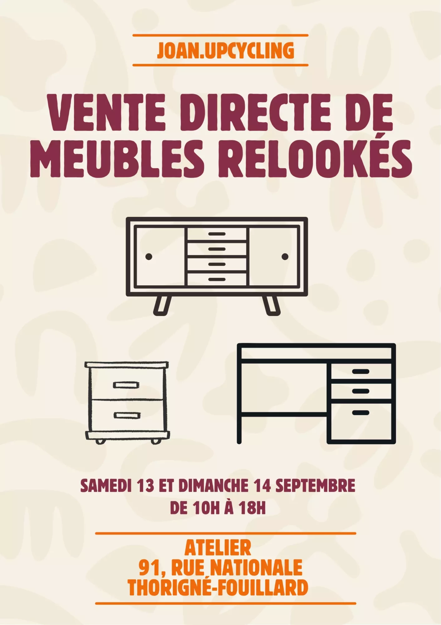 Affiche événement vide dressing rétro illustratif colorée